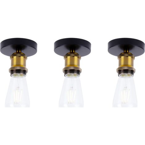 3 Pack Retro Plafonnier Industrielle E27 Lampe de Plafond Luminaire Salon Chambre Couloir (1/5)