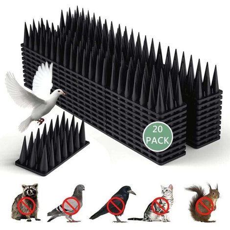 6 Mètres Pic Anti Pigeon Plastique, 20 Pièces Répulsif Piege, Anti Oiseaux pour Chats Moineaux, pour Balcon Fenêtre, Respectueux des Animaux Pique (Noir)