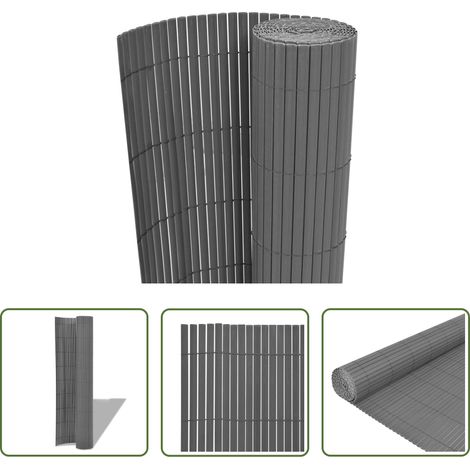 vidaXL Balkonzaun -  Gartenzaun Doppelseitig PVC 150 x 500 cm Grau (1/5)