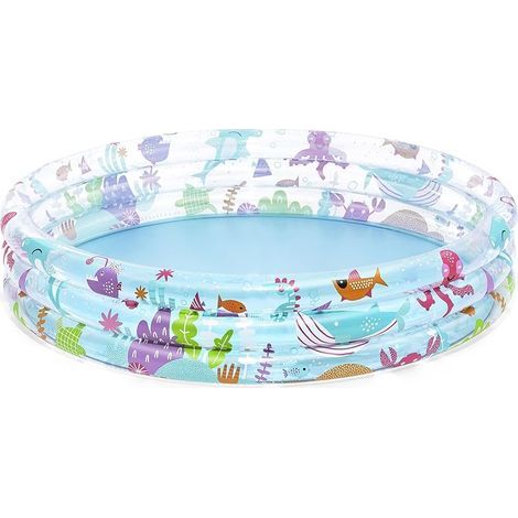 Pataugeoire Gonflable pour Enfants Trois Anneaux Deep Dive - 152 cm x 152 cm x 30 cm - Multicolore (1/4)