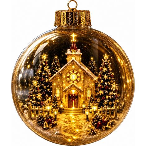 Boule à neige lumineuse 3D en acrylique transparent, décoration de Noël avec scène intérieure illuminée, à suspendre au sapin pour les fêtes de fin d'année (1/5)