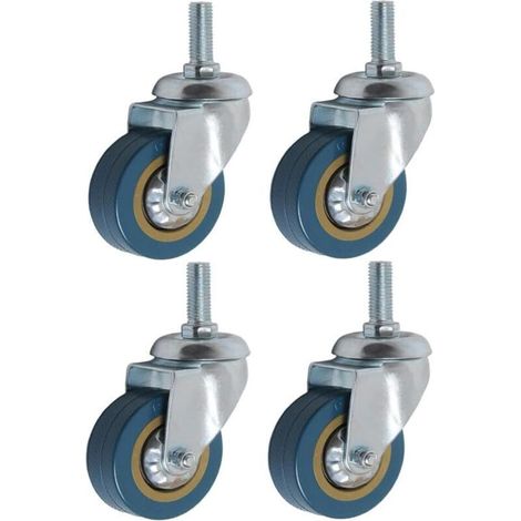 Lot de 4 360° Roulettes pour Meubles 75mm M10 Roulette Charge Lourde Pivotante..