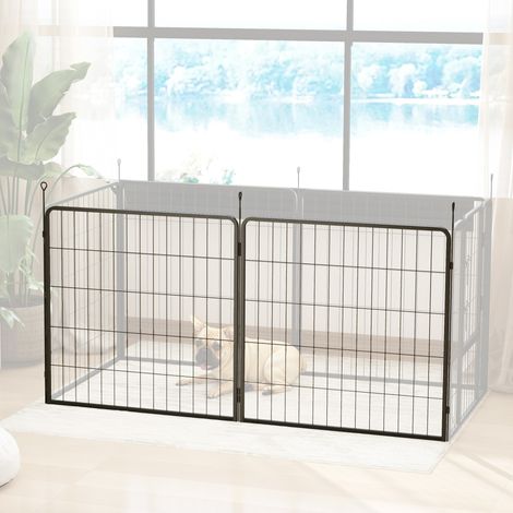 Ensemble de 2 extensions pour enclos pour chiots - clôture en acier pour chiots - gris DaGou - panneaux de clôture pour chiens
