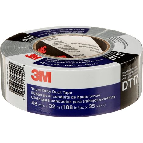 3M Nastro adesivo telato Super Duty DT17, Nero, 48 mm x 32 m, 0.43 mm, confezionati singolarmente