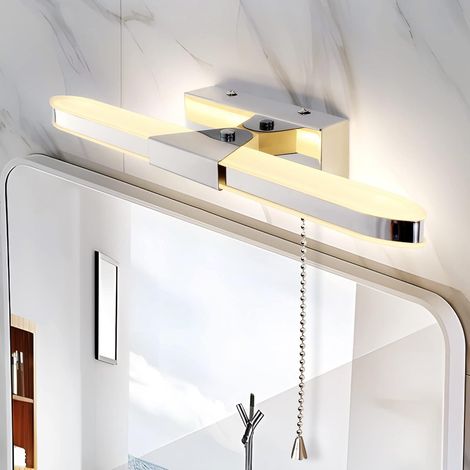 40 cm LED-Wandleuchte für Badezimmer mit Zugschalter – 8 W, 3000 K – Waschtischbeleuchtung – Festanschluss