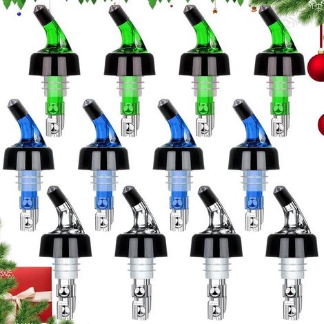 Un ensemble de distributeurs de spiritueux de 1 once - 12 verres doseurs de vin automatiques - 4 verts et 4 bleus (1/5)