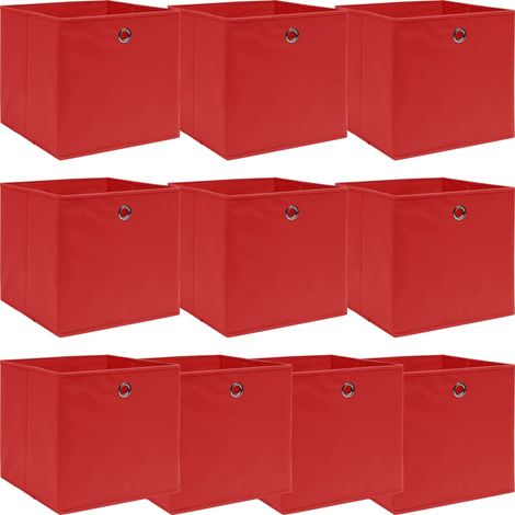 Storage Boxes 10 pcs Red 32x32x32 cm Fabric vidaXL