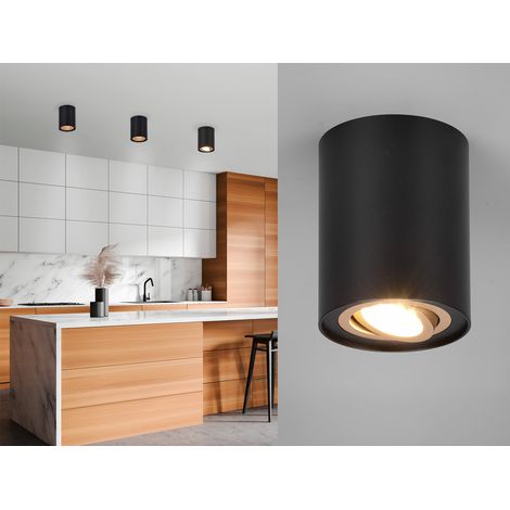LED Deckenstrahler Schwarz-Gold mit schwenkbarem Spot, Ø 9,6cm (1/5)