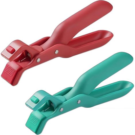 Deux clips et boucles multifonctionnels en silicone résistant à la chaleur, antidérapants et isolants thermiques (vert et rouge) (1/5)