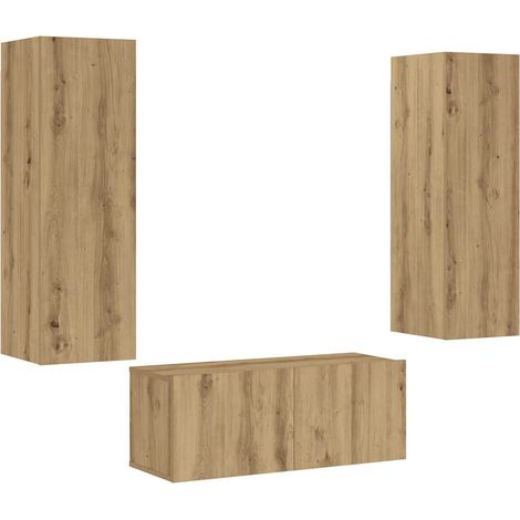 vidaXL Mobili TV a Parete 3 pz Rovere Artigianale in Legno Multistrato (1/5)