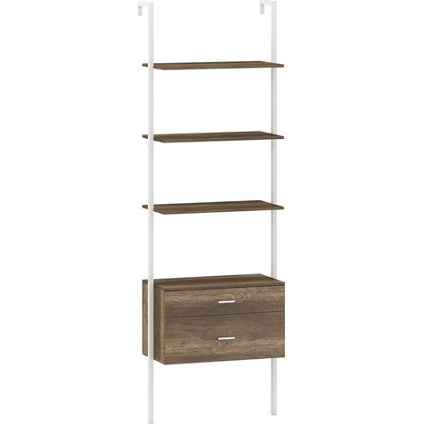 Libreria a 6 ripiani con 2 cassetti 60 x 30 x 184 cm pratico mobile contenitore in moderno design grigio 200010752