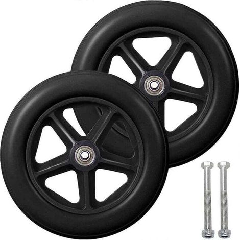 Roulette avant de 8 pouces, 2 roues de rechange pour fauteuil roulant, pneu solide antidérapant, 190 mm gris en noir - Crezuo (1/4)