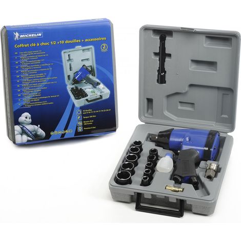 MICHELIN Avvitatore Pneumatico per Compressore, Pistola Pneumatica con 10 Chiavi a Bussola da 1/2", Chiave Pneumatica con 350 Nm di Coppia, Pressione Max 6 Bar (1/2)