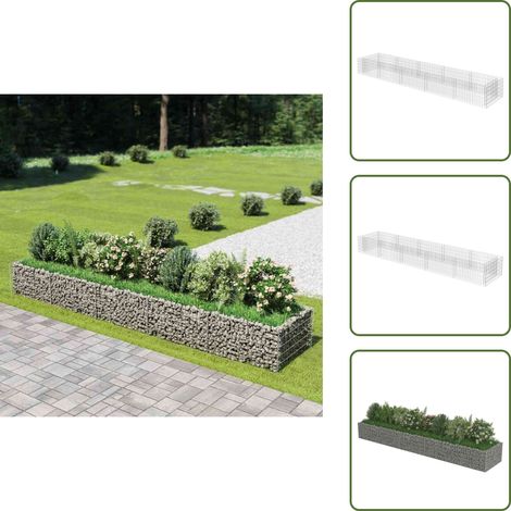 Lit surélevé à gabion Acier galvanisé 450x90x50 cm - Jardinière - Gabion - Fleur - Plante - Décoration Extérieur (1/5)