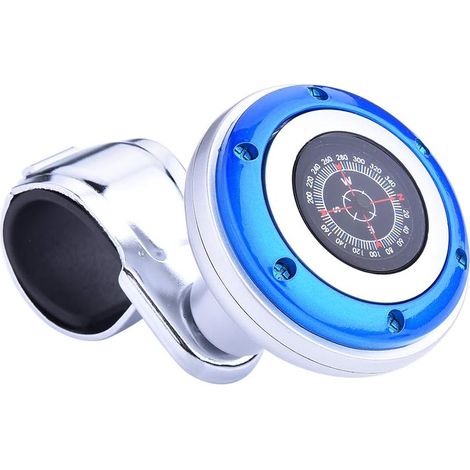 (Blue)Car Steering Wheel Spinner Knob, Car Steering Wheel Booster Handle Ball with Compass, Steering Wheel Booster Universal Car Steering Wheel Spinner Knob Power Ball