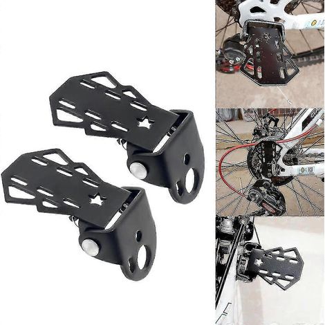 2pcs Repose-pieds Vélo Arrière Pliable pour Enfants, Plateforme Antidérapante Sécurité, Support Pieds Rétractable pour Porte-Bagages (1/4)
