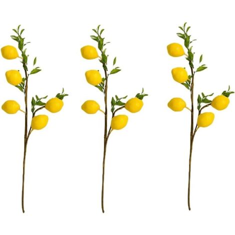 XEPHO Lot de 3 Branches de Citron artificielles de 48 cm - Jolies Branches de Citron Jaunes - Décoration pour la Maison, Les Vacances, la Ferme, Le Centre de Table et la décoration de la Maison