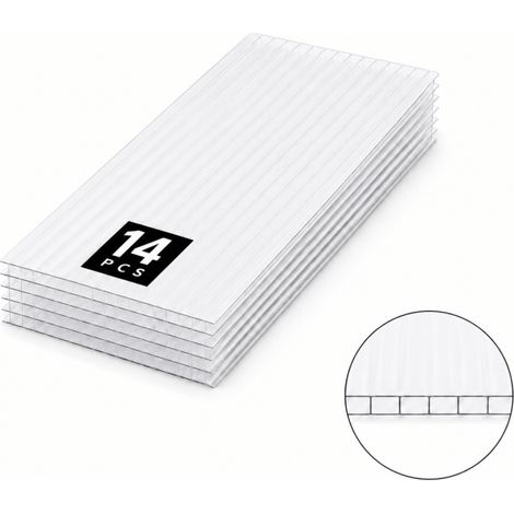 14er Pack 10mm Polycarbonatplatten 50x98cm Hohlkammerplatten Transparent (1/5)