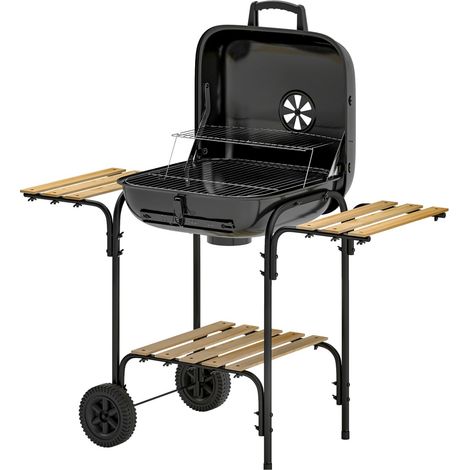Barbecue charbon de bois chariot de cuisson avec surface de cuisson 1840 cm² et couvercle (1/5)