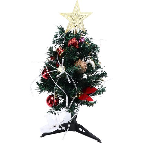 19,6 Zoll großer Weihnachtsbaum mit Lichterkette, Mini-Tischdeko-Baum, Weihnachtsdekorationsset (Batterien nicht enthalten, Modell A001 - 50 cm). (1/5)