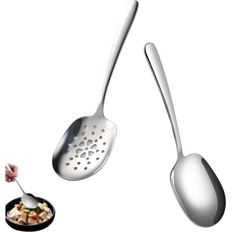 Lntyq 2 Pièces CuillèRes De Service,Cuillere De Service Et Cuillères De Service En Acier Inoxydable,Service Buffet Cuillère Pour HôTels,Pique Niques,FêTes