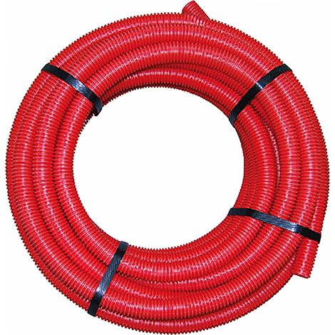 Tuyau gainé PER pré-grainé rouge - Boutté ø16 mm x 15m