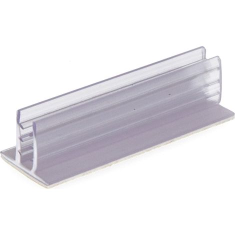 Supporto in PVC per tenere la segnaletica. Colore trasparente, lunghezza 75mm, larghezza 25mm. Spessore massimo del materiale 4.