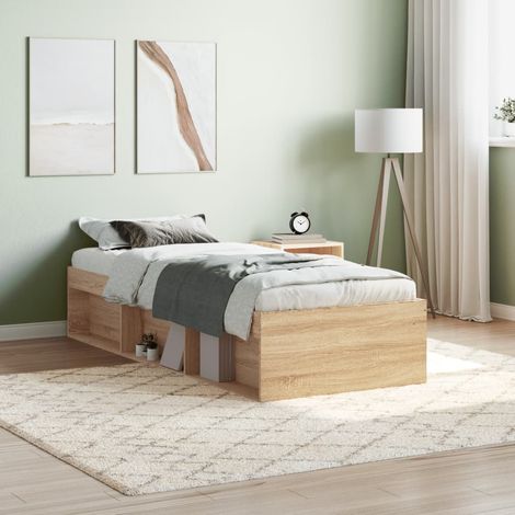 vidaXL Cadre de lit sans matelas chĂŞne sonoma 75x190 cm (1/5)