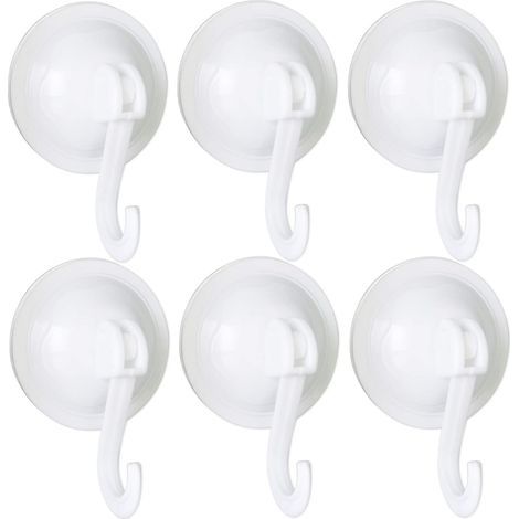 Juego de 6 perchas de pared reutilizables con ganchos de ventosa de 70 mm, impermeables y que no dejan residuos, aptas para abrigos, bufandas, toallas, bolsos, baño, cocina, llaves de oficina. (1/5)