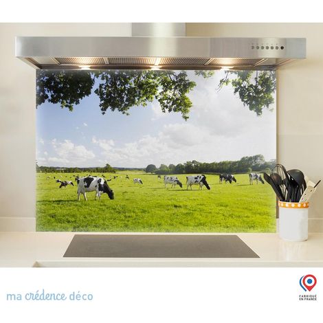 Fond de hotte : champ de vaches - Verre trempé - 70 cm - 60 cm (1/5)