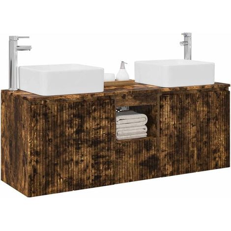 Ensemble Meuble de Salle de Bain 3 Pièces - Couleur Chêne Fumé, Design Moderne et Élégant pour Rangement Optimisé (1/5)