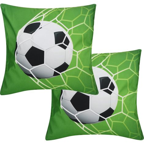2 Housses de Coussin Motif Ballon de Sport, Taie d’Oreiller Décorative pour Canapé et Sofa, Idéal pour Décoration Maison (Football) (1/5)