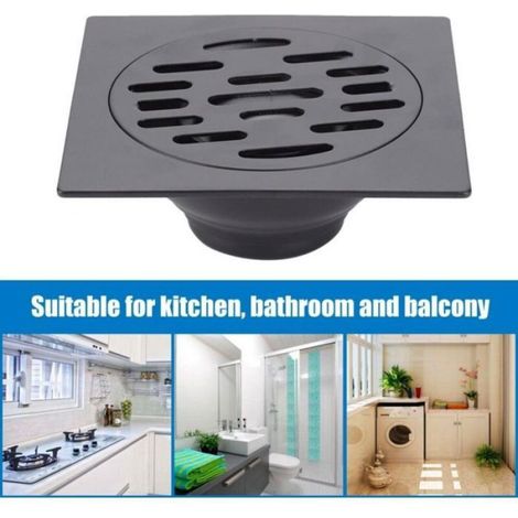 Siphon De Sol Carré - Acier Inoxydable 2 mm - Pour Salle De Bain Cuisine Balcon - Anti-Odeur Avec Crépine Amovible - 1 Pièce (1/5)