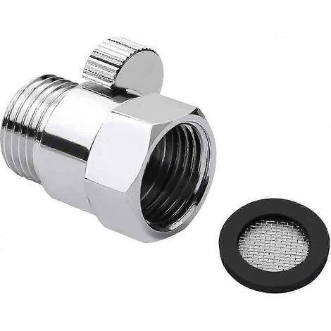 Robinet d'arrêt de pommeau de douche en laiton massif avec levier de commande de débit G1/2 et poignée en laiton pour pommeau de douche et douchette. (1/5)