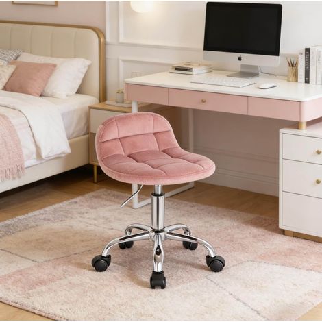 Chaise de bureau pivotante velours réglable rose OKMYHOME (1/5)
