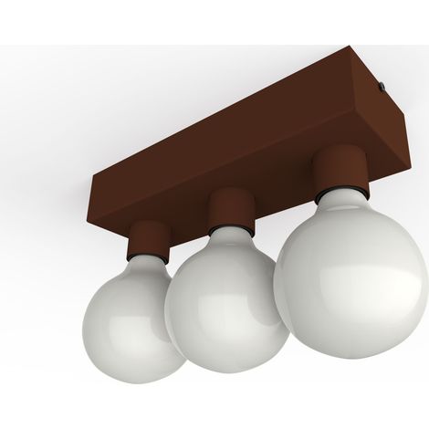 LUMICOM  BOSTON L Plafoniera, 3XE27, max 42W, metallo, marrone corten, 10X30cm