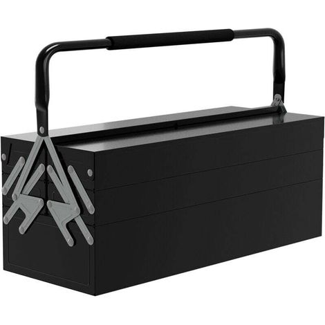 Boîte à outils DURHAND, coffret à outils à 3 niveaux, acier, 56 x 20 x 41 cm (L x l x H), noir (1/4)