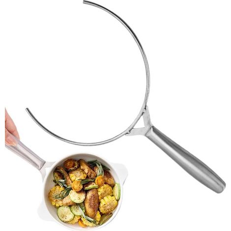 Pinza para sartenes de acero inoxidable，Abrazadera para cuencos，Herramienta resistente al calor，Mango antideslizante y antiquemaduras，Hasta 30 cm (1/5)