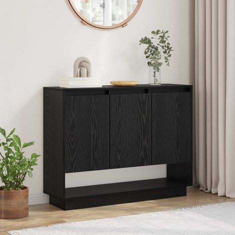 Buffet 3 portes en bois d’ingénierie, chêne noir, 97 x 29 x 75 cm - PANGIVO (1/5)