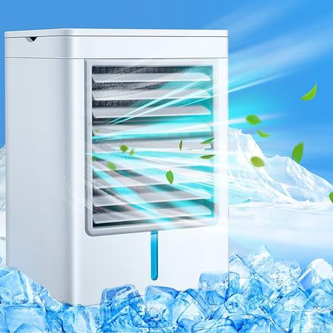 Climatiseur Mobile Portable, Refroidisseur D’Air À Eau Silencieux, Grand Réservoir D’Eau, 3 Vitesses, Ventilateur USB-C Pour Chambre, Bureau, Camping Et Voiture (1/5)