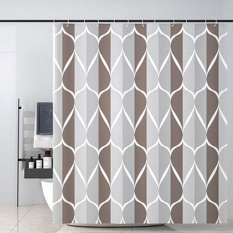 Rideau de Douche, Lavable,Rideaux de Douche en Tissu Impermeable,Lavable en Machine, en Polyester avec 12 Anneaux + Une Corde magnétique(Gris,180 x 200 cm)
