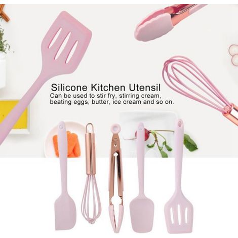 Lot de 5 ustensiles de cuisine en silicone manche doré - Shipenophy - Pâtisserie enfant (1/5)