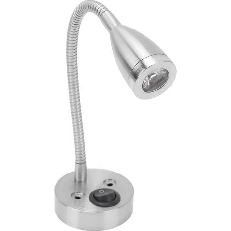 360° drehbare LED-Wohnmobil-Nachttischlampe mit flexiblem Schwanenhals, kompatibel mit 12V-24V DC für Wohnmobile, Boote, LKWs, Autos, silberfarben. (1/5)