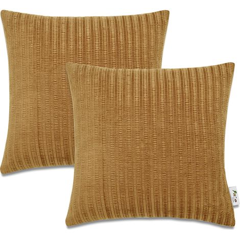 Paco Home Fundas Cojines Decorativas Funda Cojín Pana Juego Sofá Decoración 2pcs-Set, Amarillo 1