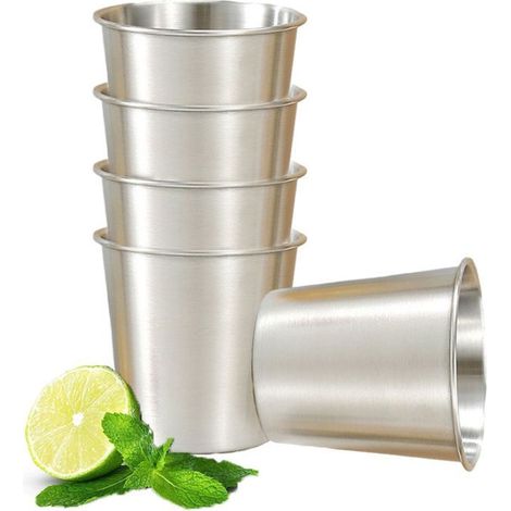 Lot de 5 gobelets en acier inoxydable, gobelets à boire, gobelets à boire en acier inoxydable, verres empilables de qualité alim (1/4)