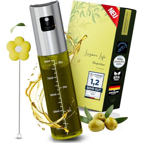 1 Pulvérisateur D'huile Verre Vert Acier Inoxydable Buse Fine Cuisine