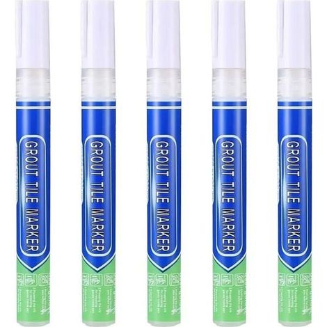 5 Stylos à Coulis Blanc Imperméable - Réparation Carrelage Mural/Sol - Pour Cuisine et Salle de Bain (1/4)