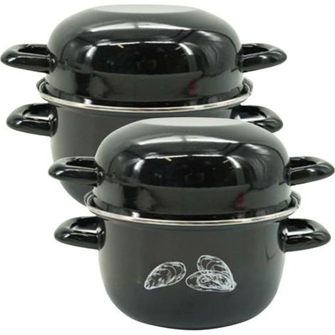 Set of 2 Mussel Pots - FACKELMANN - Enamelled - 20.5 x 26 x 17.5 cm (1/5)