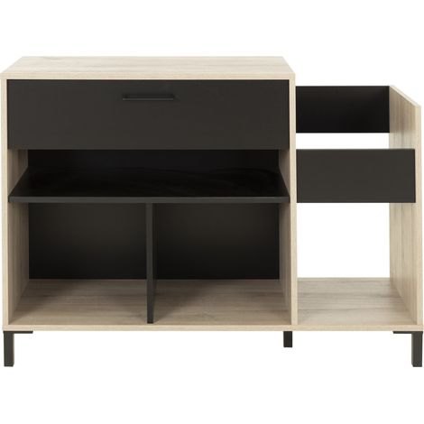 VINYLE VINTAGE Meuble platine - Style urbain - Decor chene - L 115 x P 40 x H 81 cm (1/5)