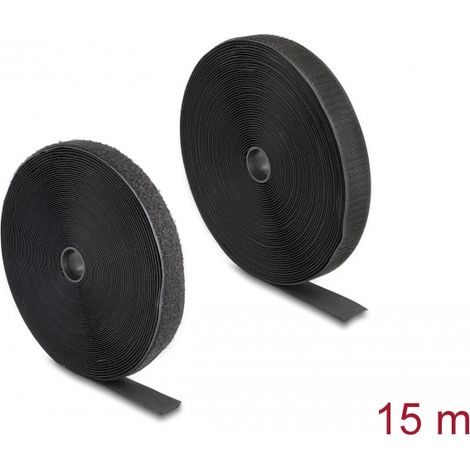 Delock Cinta de gancho y bucle de alta resistencia LA 15 m x AN 25 mm negra